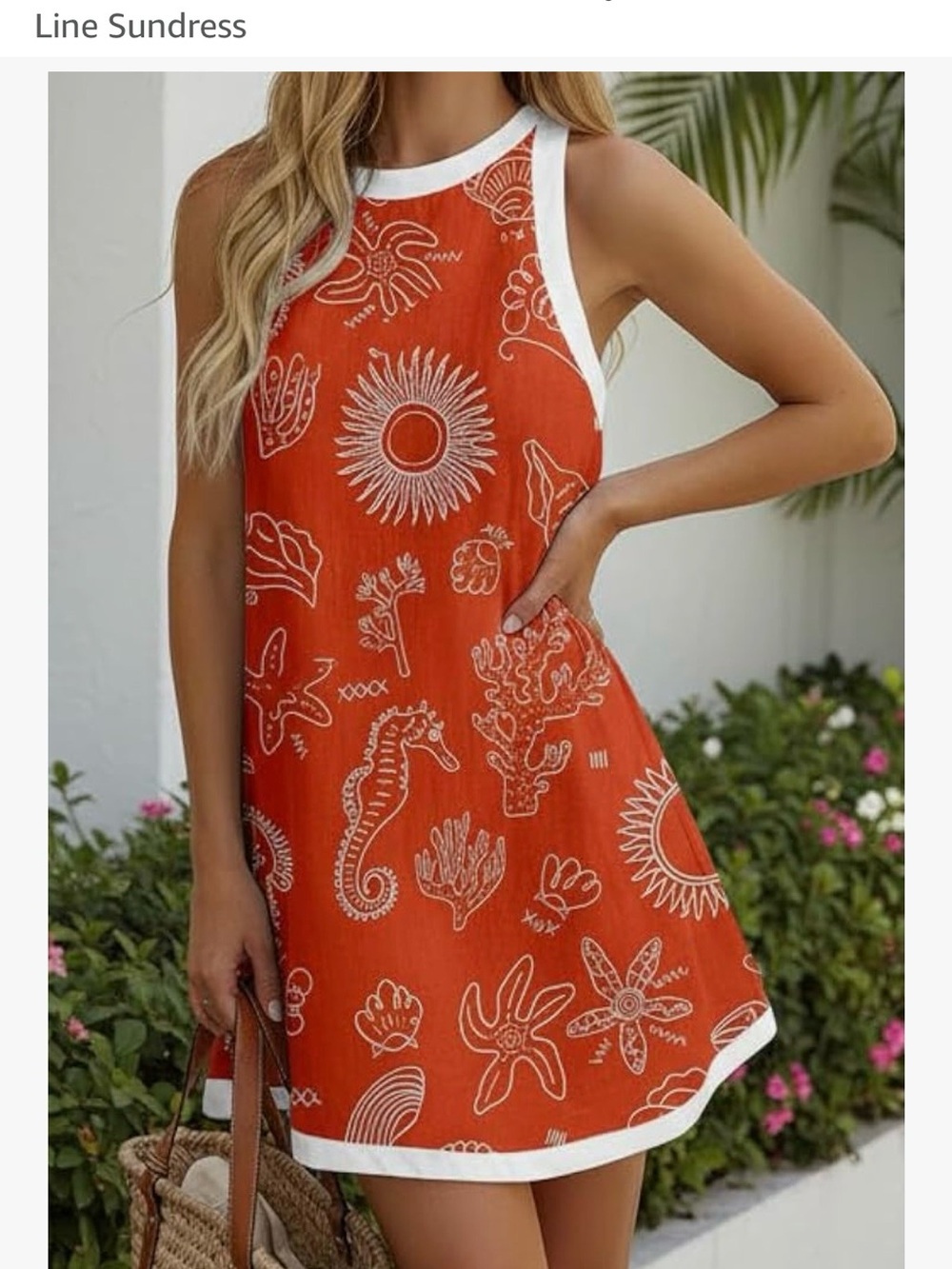 Anthropologie Orange & White Nautical Print Mini Sundress